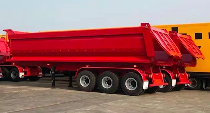 Dump trailer body loading container